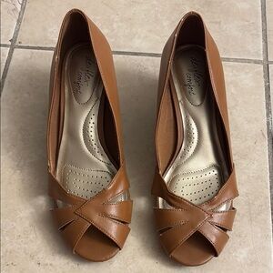 Brown Peep-Toe Heels